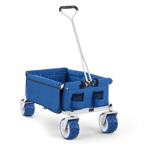 Waldbeck The Blue Carretilla de mano plegable 70kg 90l Ruedas anchas 10cm azul