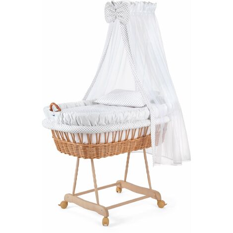 4 pcs Ensemble Tour de lit bébé 140x70 Ciel en Tissu Marron à Pois