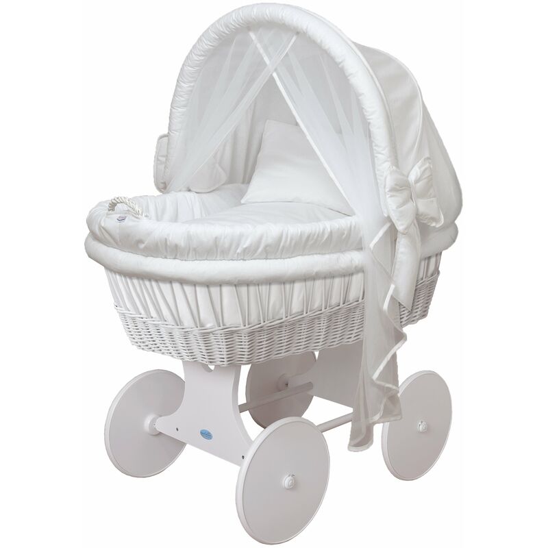 Landau / berceau / couffin pour bébé, complet, 37 modèles disponibles:blanc, Cadre/roues peintes en blanc - Waldin