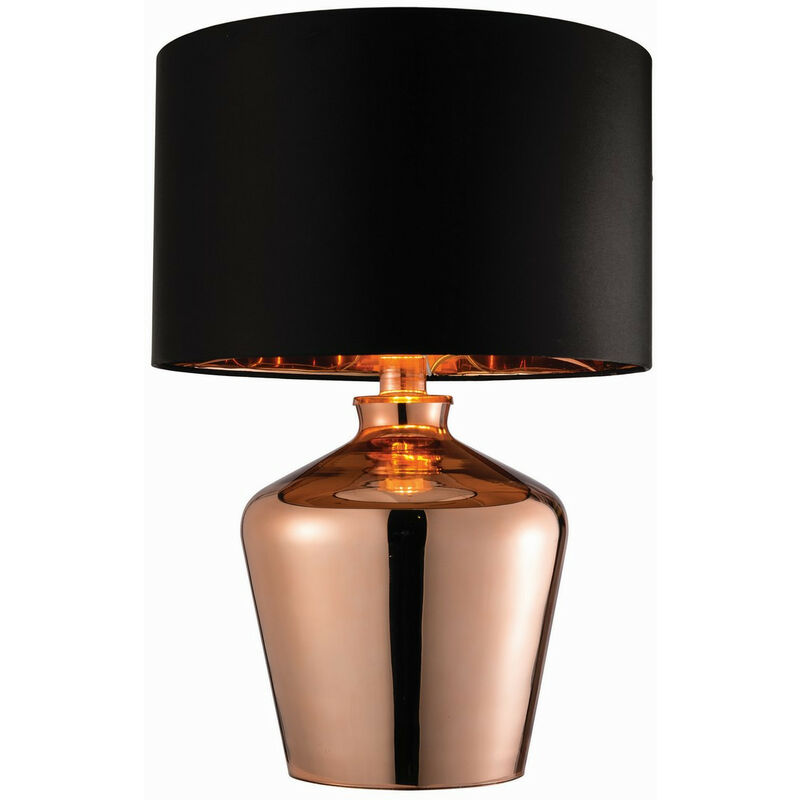 Waldorf - Table Lamp Copper Glass, E27 - Endon
