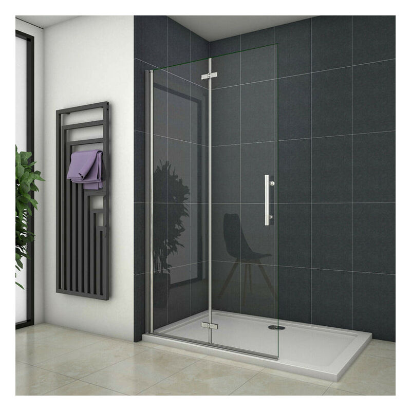 

Walk in 2 hojas plegables vidrio templado con tratamiento antical,96x185 cm