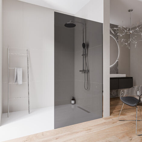 Walk-In Bernstein EX102-2 10mm Nano Graues Glas Edelstahl Chrom 100x220cm ohne Bodenprofil