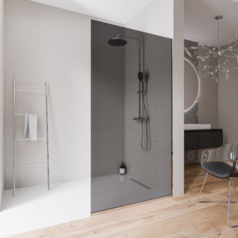 Walk-In Bernstein EX102-2 10mm Nano Graues Glas Edelstahl Chrom 120x220cm mit Bodenprofil