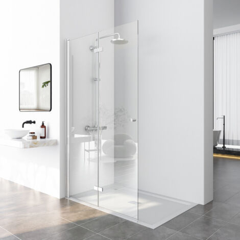 Walk In Dusche Duschwand 100 x 185 cm Walk In Duschglas Walk In Duschfalttür 6mm ESG Sicherheitsglas Duschtrennwand Glas Duschwand