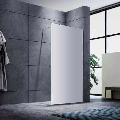 Walk In Dusche Duschwand Duschabtrennung Duschkabine mit Stabilisator Nano ESG Glas 8mm