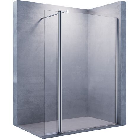 Walk In Dusche Duschwand mit 30cm Seitenteil Duschabtrennung Duschkabine mit Stabilisator Nano ESG Glas 8mm