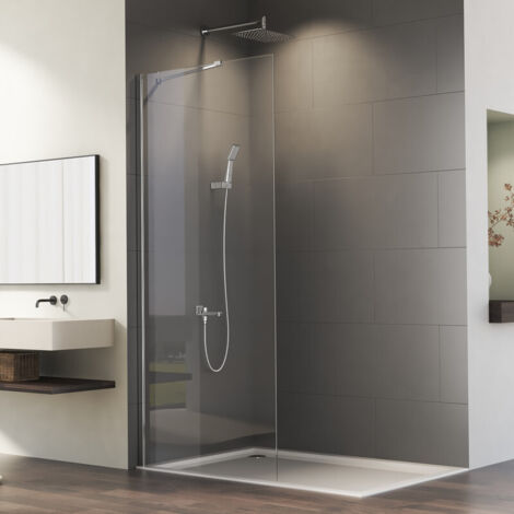Walk in Duschkabine 80x195cm Walk-in Seitenwand Duschwand Duschtrennwand, Silber Begehbare Duschabtrennung mit 6mm NANO ESG Glas