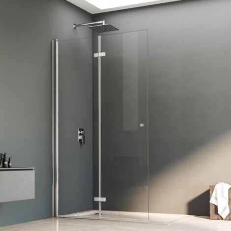 Walk in Duschwand 100x185cm Doppel Faltbar Walk-in Duschabtrennung Walk in Dusche 6mm ESG Glas