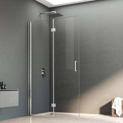 Walk in Duschwand, 100x195 cm Falttür Walk in Dusche Duschkabine Duschtrennwand 6mm ESG-Sicherheitsglas Nano Beschichtung