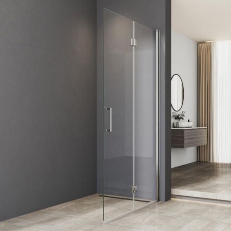 Walk-in Duschwand 100x195cm Faltbar, Duschabtrennung Walk in Duschtrennwand Falttür Dusche aus 6mm ESG Nano Sicherheitsglas