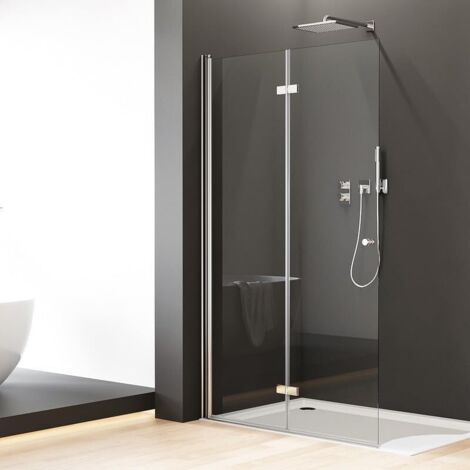 Walk in Duschwand 120x185cm Walk in Dusche Falttüren Duschtrennwand, 6mm ESG-Sicherheitsglas