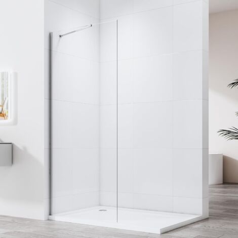 Walk in Duschwand 80x195 cm Chrom, Walk-In Dusche Duschtrennwand Glas, 6 mm Sicherheitsglas beidseitig leicht zu reinigen