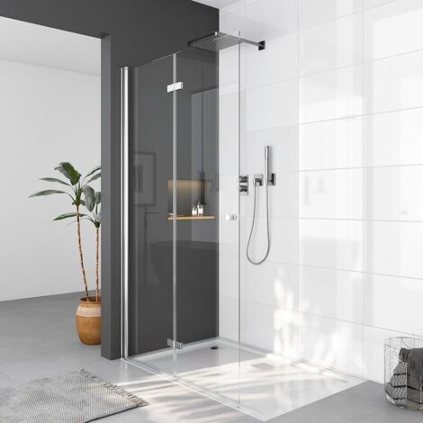 Walk in Duschwand 90x185cm Walk in Falttür Dusche Drehfalttür Duschtrennwand, 6mm ESG-Sicherheitsglas