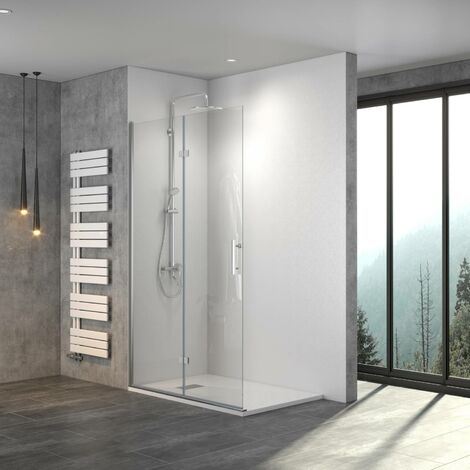 Walk In Duschwand Drehfalttür Faltbare Duschtür Trennwand ESG Glas Nano BxH 70 x 195 cm