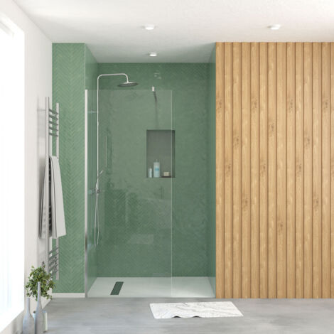 Walk In Duschwand Marwell 80 x 195 cm in chrome - begehbare Duschabternnung mit barrierefreiem Einstieg