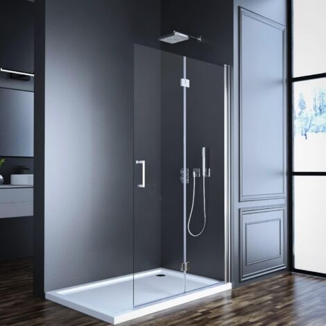 Walk-in Glas Duschwand 80x195cm Walk in Faltbar Duschabtrennung, Dusche Glas Duschtrennwand Duschabtrennung aus 5mm ESG Nano Easy-clean Sicherheitsglas