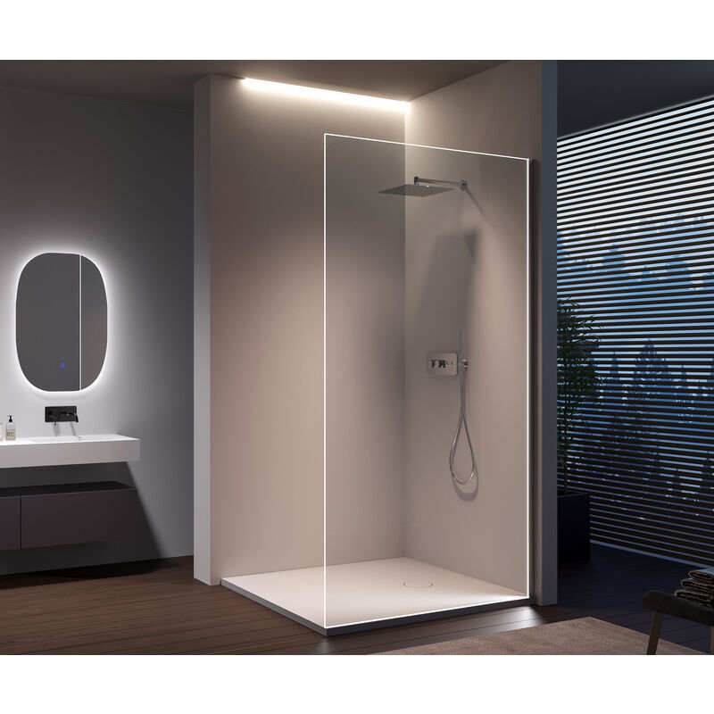 Bernstein - Walk-In Nano EX103 10 mm Vetro extra bianco - colore del profilo e larghezza selezionabili 1400mm, Chrom hochglanz (de), Barra