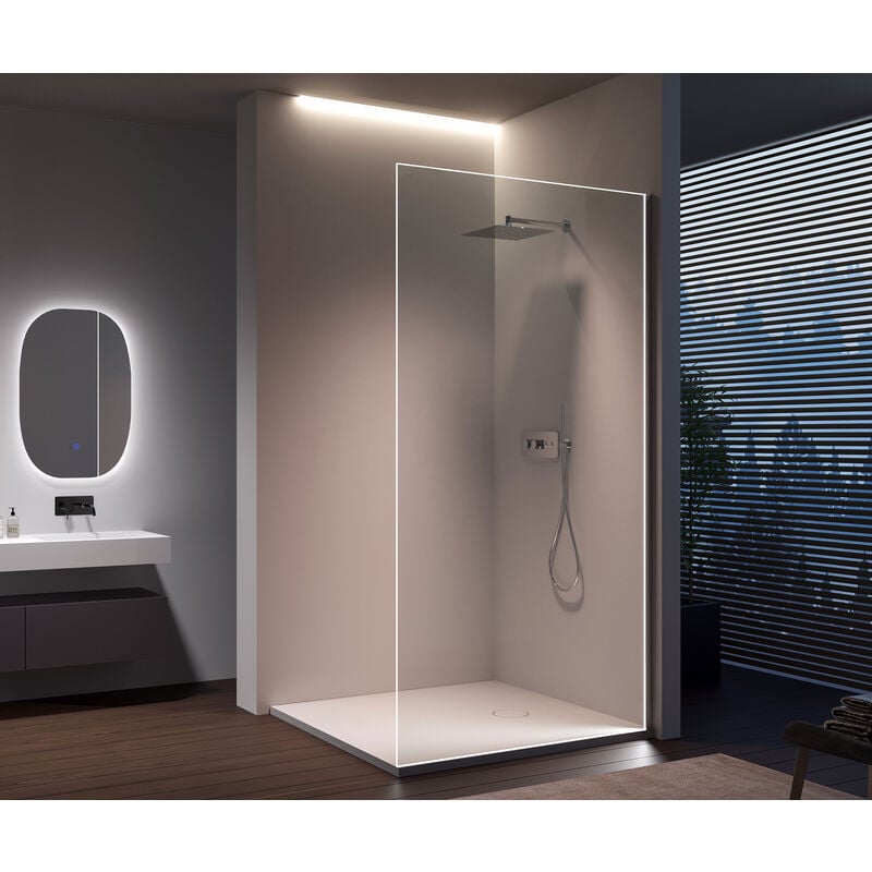 Walk-In Nano EX103 10 mm Vetro extra bianco - colore del profilo e larghezza selezionabili 900mm, Chrom hochglanz (de), Barra stabilizzatrice a