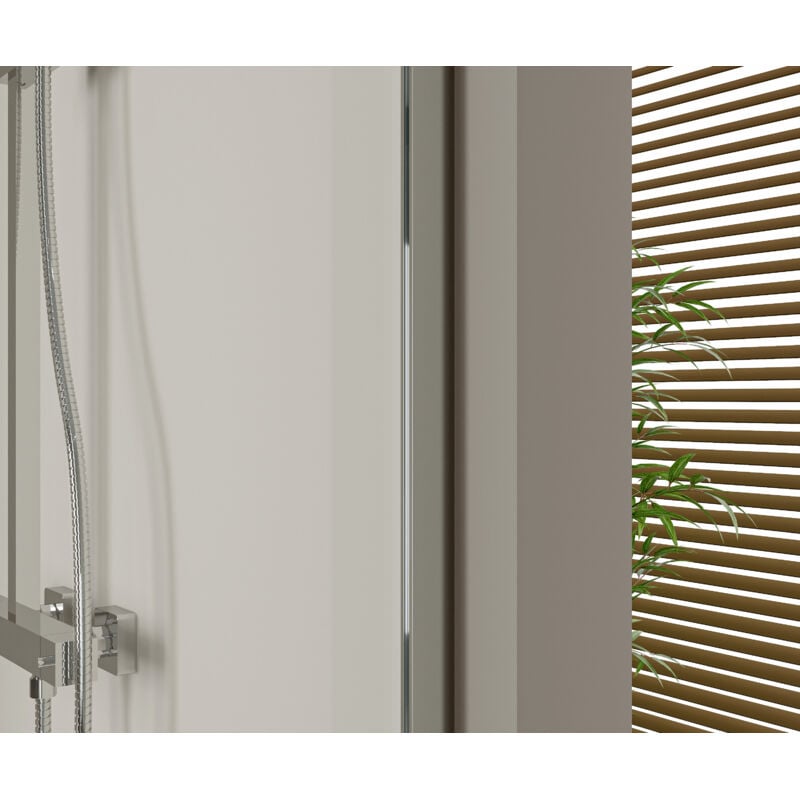 Walk-In Nano EX103 10 mm verre Super White - Couleur du profil & largeur au choix 1100mm, Chrome brillant, Support de plafond rond, Avec led blanche