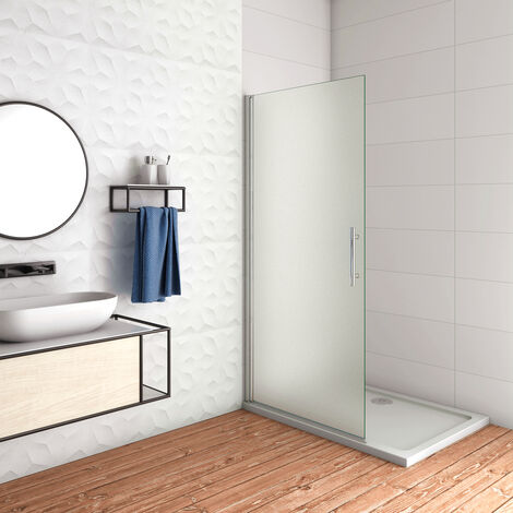 WALK IN Parete Doccia Movibile Girevole Verso Interno e Esterno 65x195 cm in Vetro 6 mm Temperato Anticalcare Satinato Opaco Telaio Cromato Lucido
