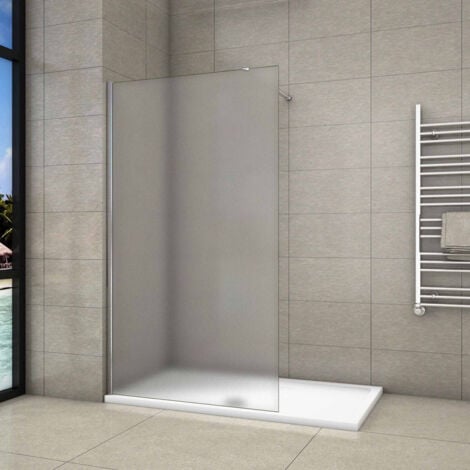 Walk In Parete Per Doccia Vetro Temperato 8mm Anticalcare Satinata-Opaca 100x200 cm Barra Stabilizzatrice da 140cm