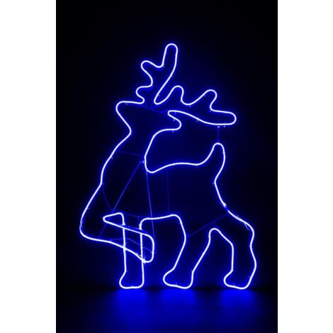 Walking Reindeer Rope Light Silhouette-blue 100 x 65cm