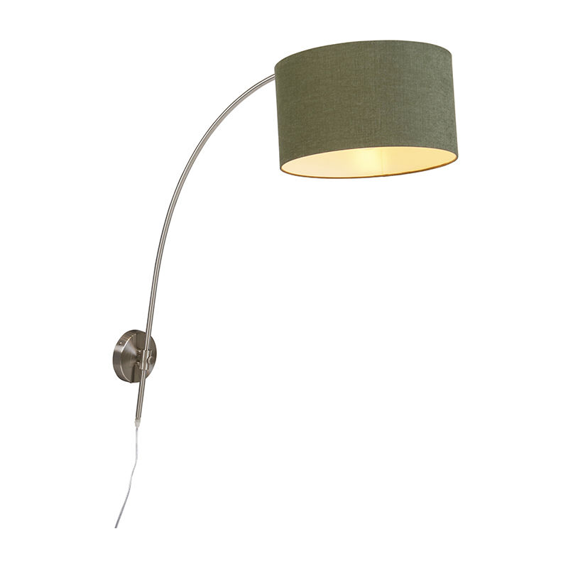 Steel wall arc lamp with shade green 35/35/20 adjustable
