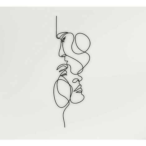 Wall Art, Art Mural métal 2 Faces, Art Minimaliste, Art géométrique, idée Cadeau Amoureux (30 x 10 cm)