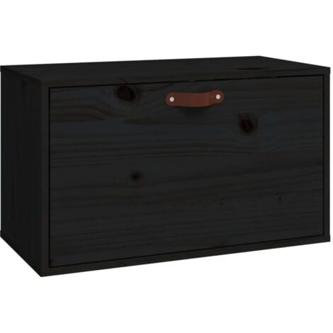 Wall Cabinet Black 60x30x35 cm Solid Wood Pine vidaXL