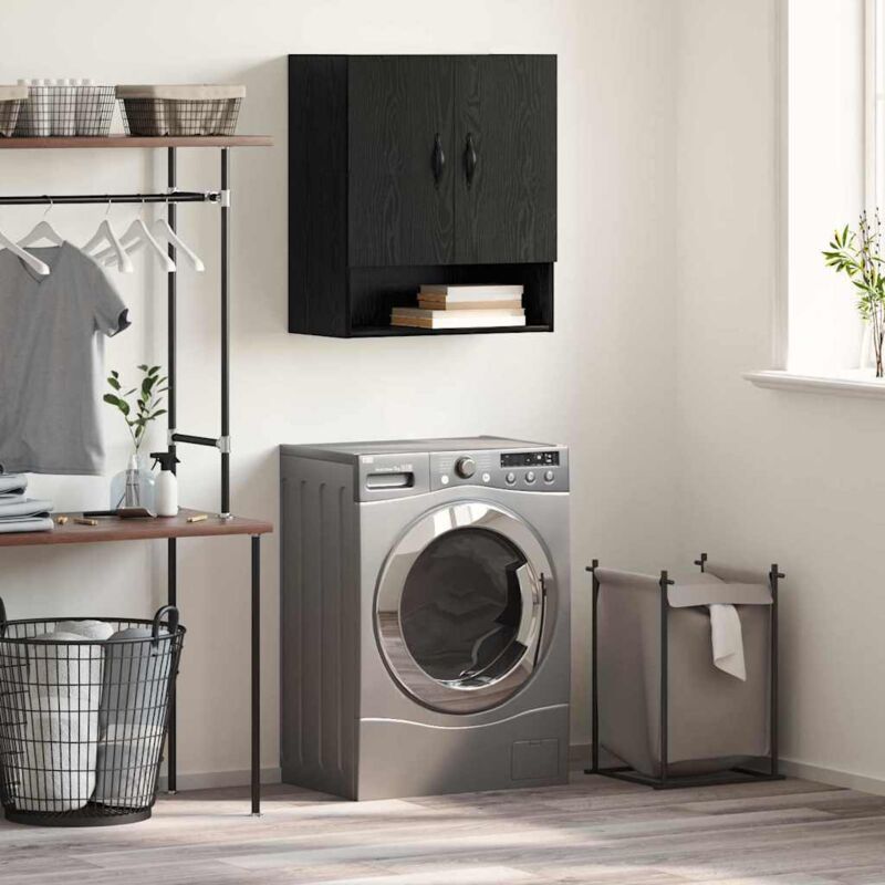 Wall Cabinet Black Oak 60 X 31 X 70 Cm Engineered Wood Vidaxl