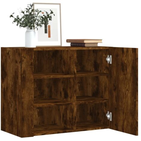Wall Cabinet Smoked Oak 75x35x60 cm Engineered Wood vidaXL