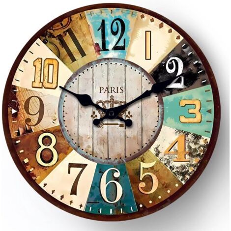 Wall clock - Clock - Decorative wall clock - Silent clock - Metal wall clock - Vintage European style - Large Roman numerals - French Parisian style - Suitable for living room, bedroom, kitchen, offic