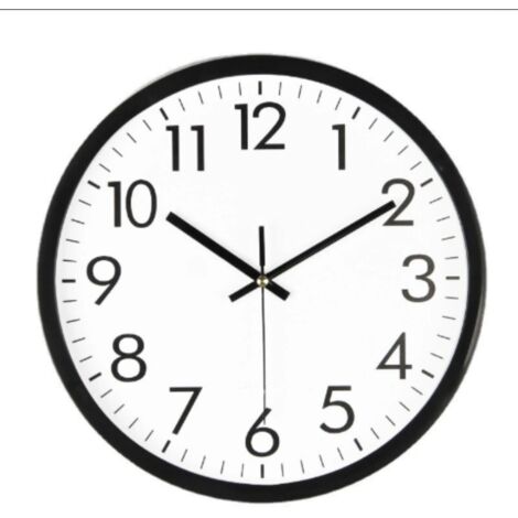 Wall Clock - Large, Clear Numbers - Ideal for Bedroom and Office - Modern Design, Battery Powered - 25cm Diameter - White/Black - 1 Piece