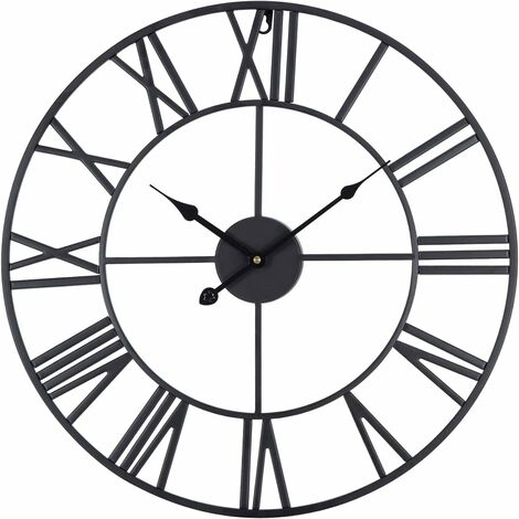 Wall Clock Large Without Ticking Sound, Silent 40 cm, Roman Numerals, Quartz, Battery-Operated Wall Clock, Easy to Read, for Room, Home, Kitchen, Bedroom, Office, School