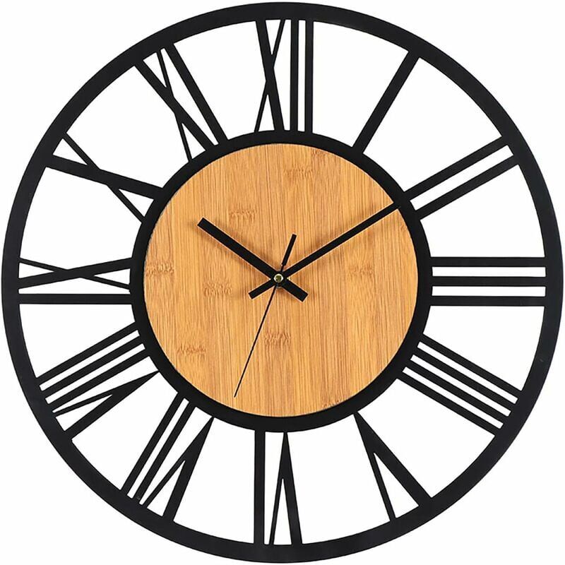 Peny - 40cm Metal Wood Wall Clock Silent Wall Clock No Noise Ticking Living Room Bedroom Kitchen Office Home Decoration Large Vintage Metal Classic