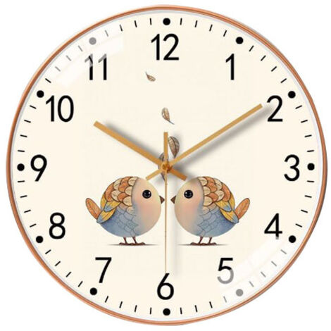 Wall Clock Non Ticking 8in Simple Style Quartz Movement Home Decoration for Bedroom Living Room
