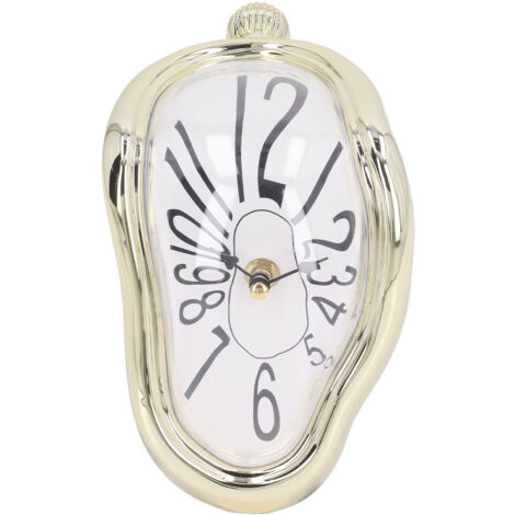 Wall Clock Silent Twisted Vintage Decorative Clock Home Accessory Distorted Clock for Living Room Bedroom Office Gold