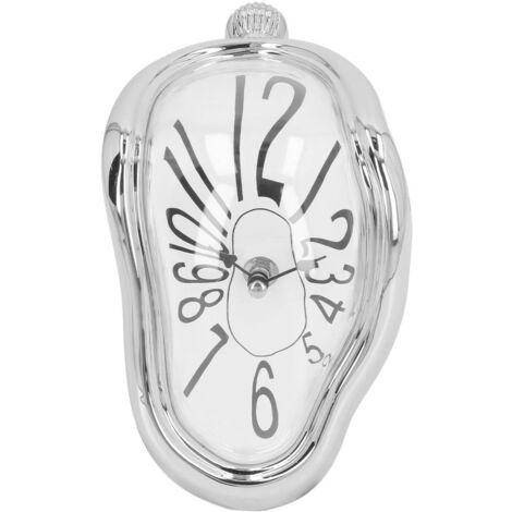 Wall Clock Silent Twisted Vintage Decorative Clock Home Accessory Distorted Clock for Living Room Bedroom Office Silver