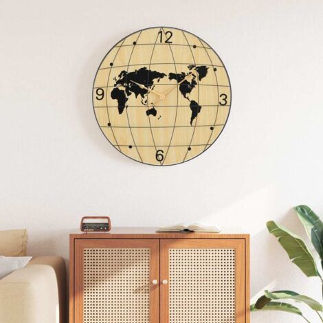 Wall Clock Yellow and Black Ø50 cm Engineered Wood vidaXL
