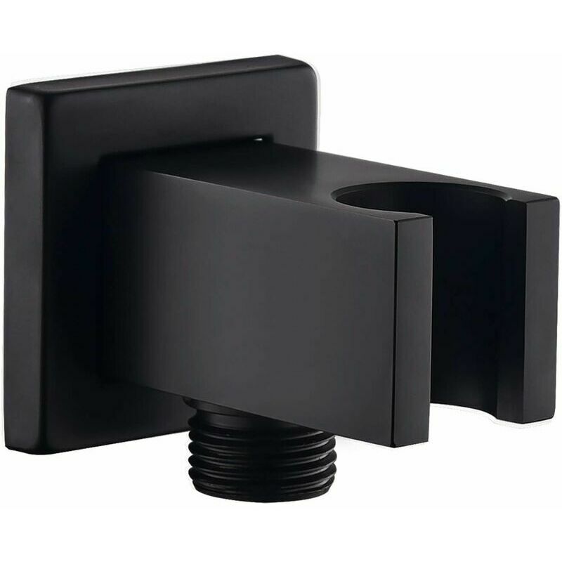 Wall connection elbow with shower holder black, brass 1/2 square pipe connection, shower connection elbow with holder, sand connection wall