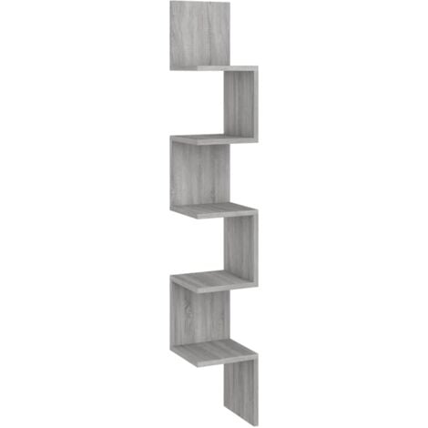 Wall Corner Shelf Grey Sonoma 20x20x127.5 cm Engineered Wood vidaXL
