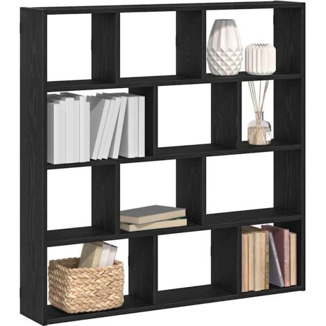 Wall Cube Shelf 12 Compartments Black Engineered Wood vidaXL