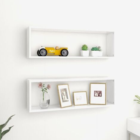 Wall Cube Shelf 2 pcs White 80x15x26.5 cm Engineered Wood vidaXL