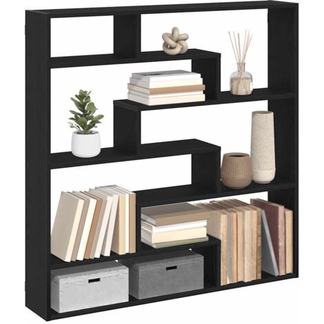 Wall Cube Shelf 7 Compartments Black Engineered Wood vidaXL