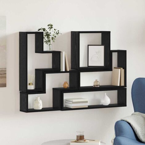 Wall Cube with Shelf Black oak 96 x 12 x 64 cm Engineered wood vidaXL