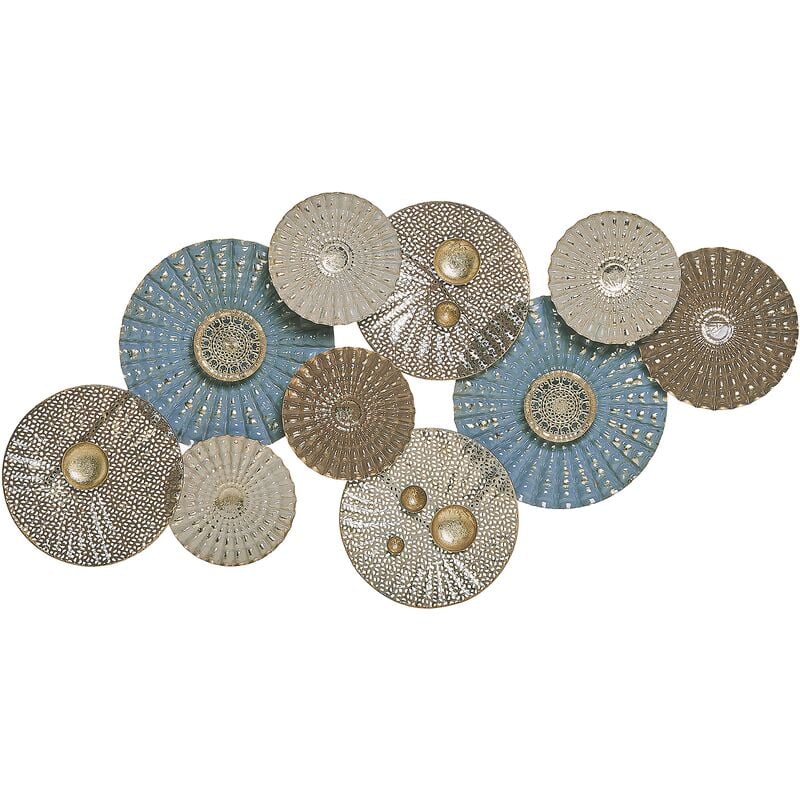 Modern Decorative Wall Art Deco Accent Piece Circles Blue and Beige Hassium - Blue