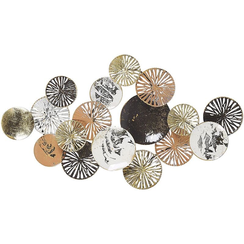 Modern Industrial Wall Decor Accent Piece Round Metal Copper and Gold Osmium - Gold