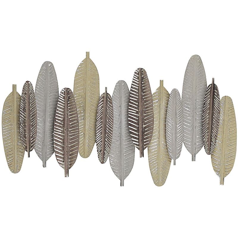 Beliani - Wall Decor Feathers Living Room Metal Gold and Silver Antimony