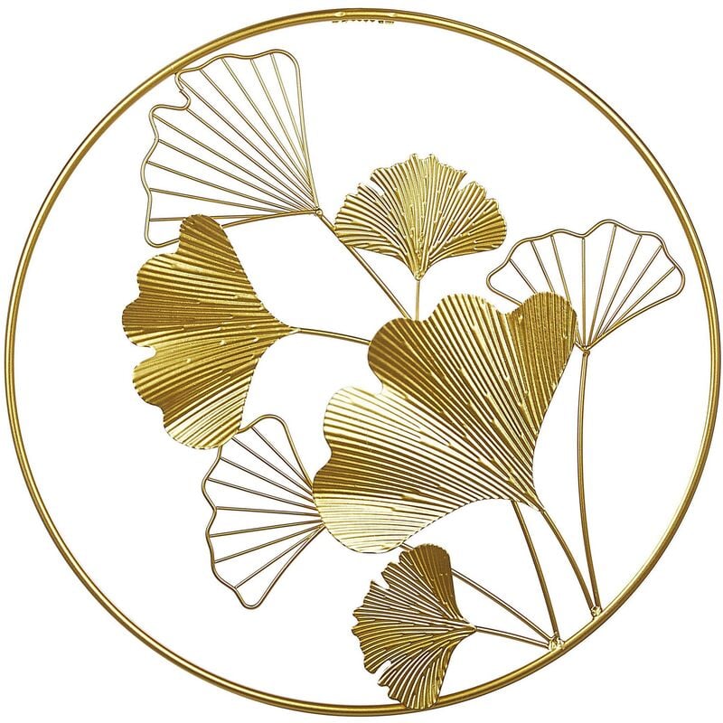 Beliani - Modern Wall Decor Gold Leaves in Frame Metal Wall Art Accent Piece Bismuth