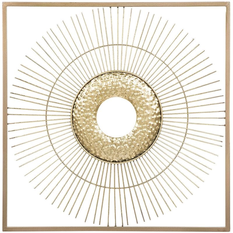 Beliani - Modern Sleek Slender Square Gold Wall Decoration Art Deco Sun Shape Mercury